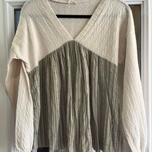 Lovely Melody Cream and Green Blouse